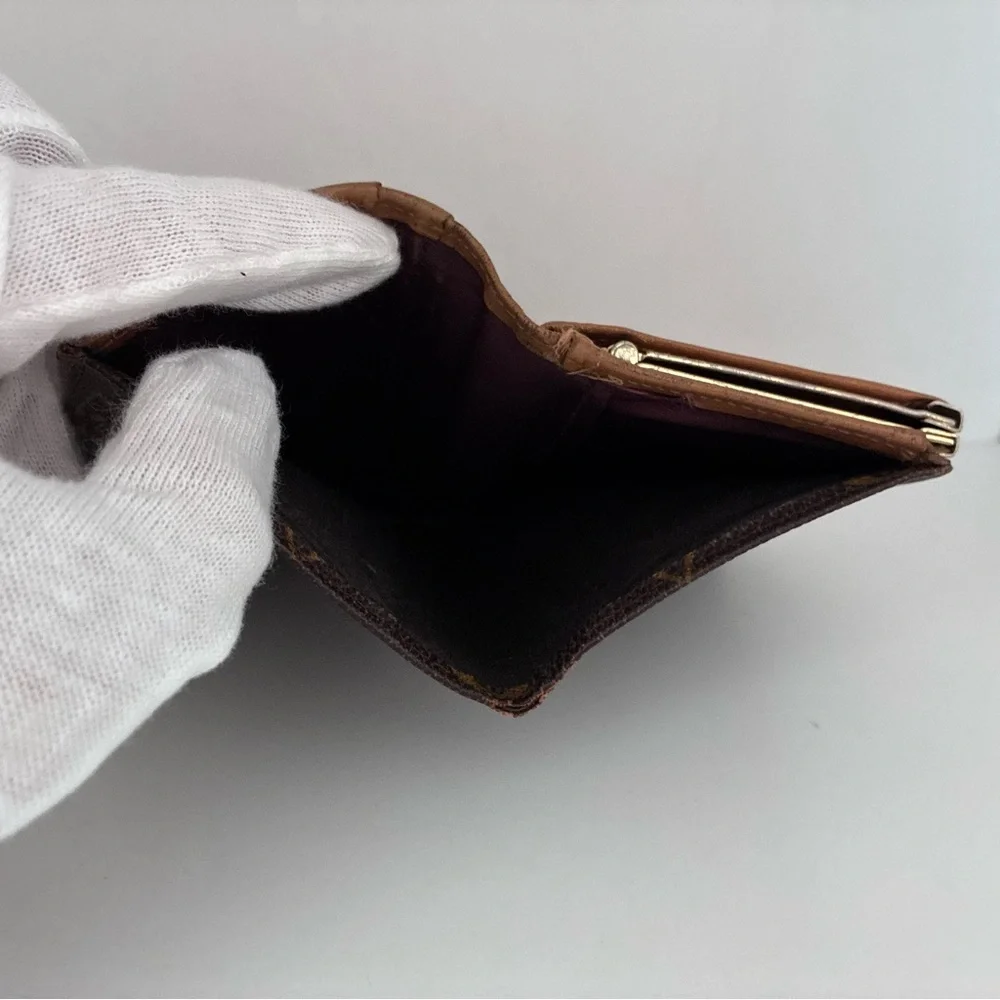 Vintage Louis Vuitton Monogram Print Kiss Lock Wallet Saks Fifth Avenue Rare